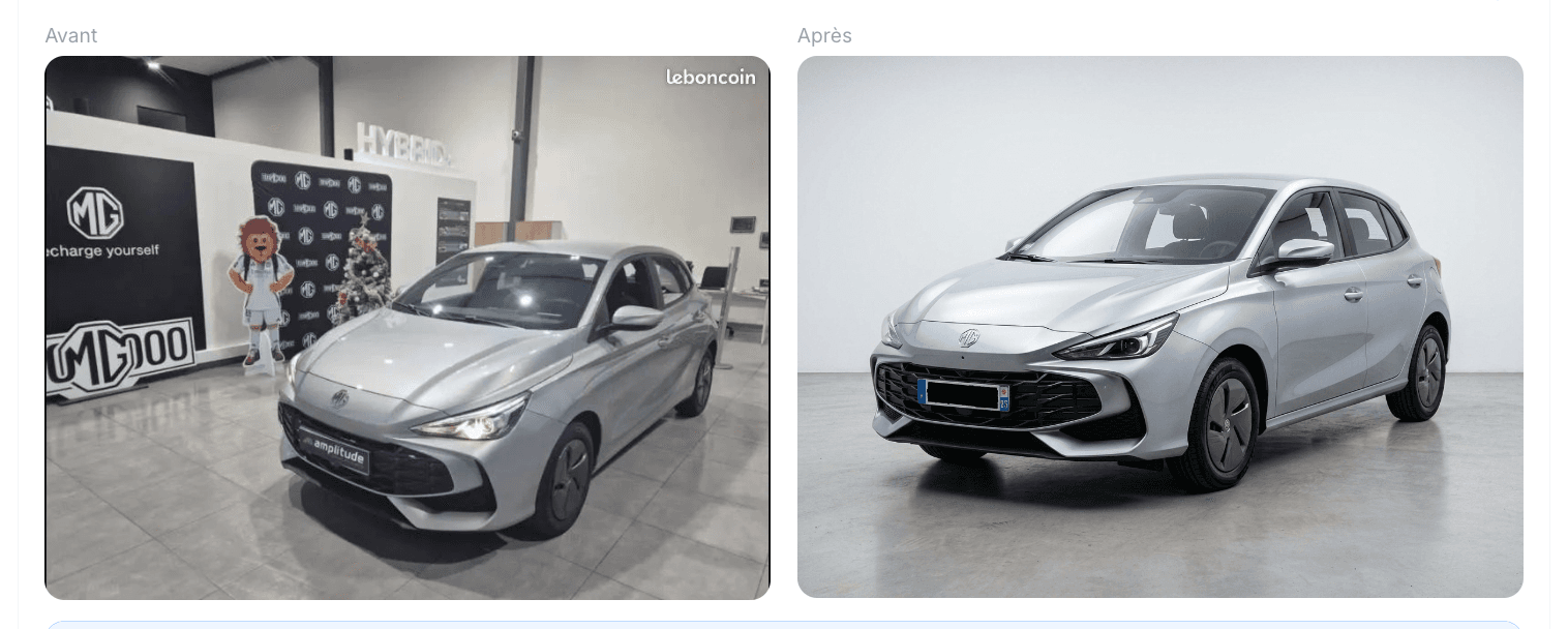 Transformation CarShot — avant et après