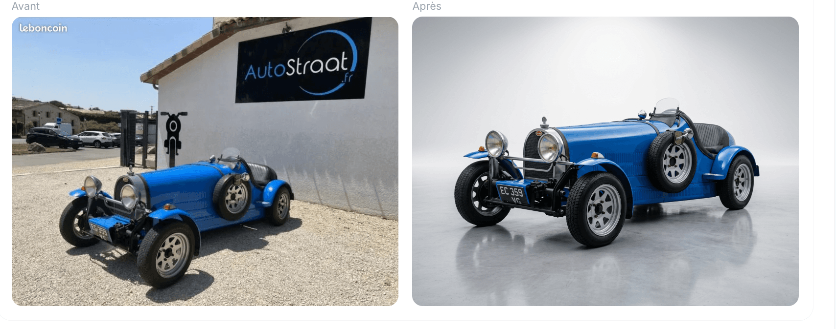 Transformation CarShot — avant et après