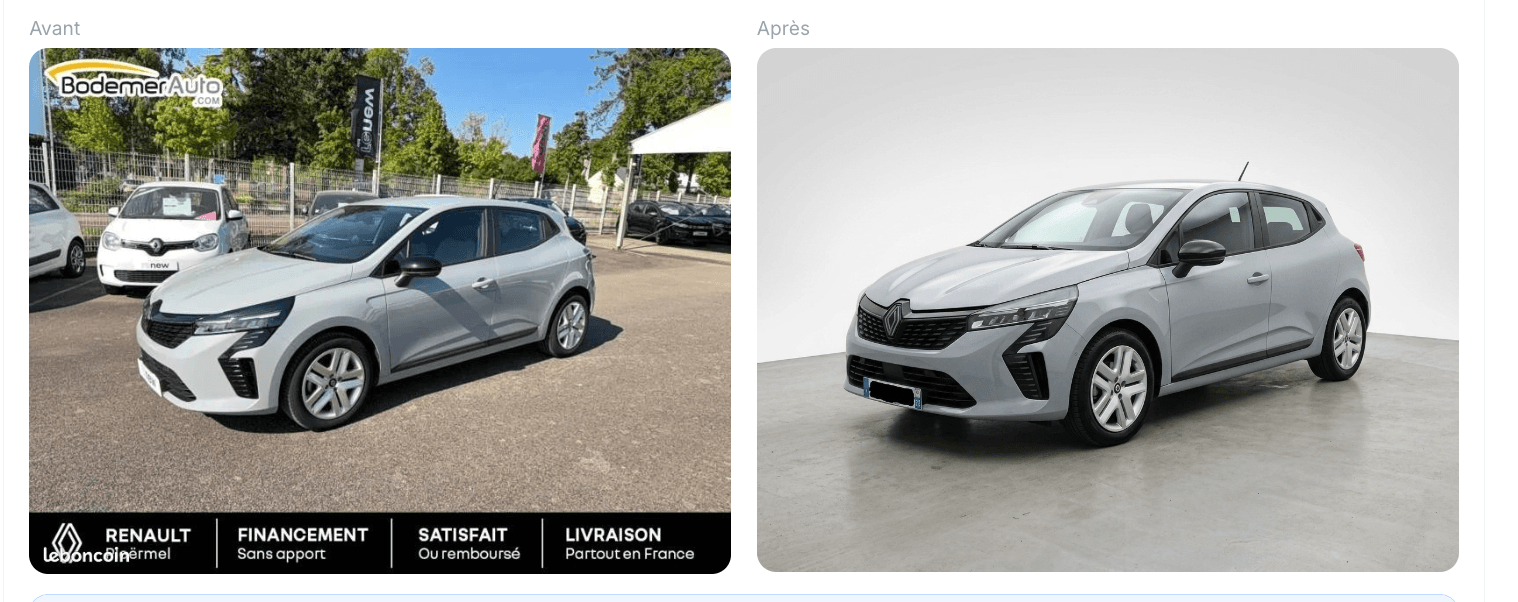 Transformation CarShot — avant et après