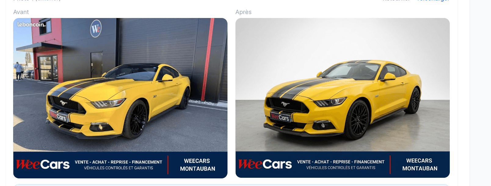 Transformation CarShot — avant et après