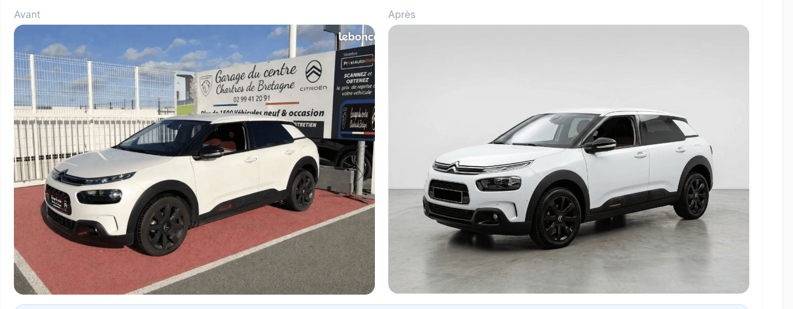 Transformation CarShot — avant et après