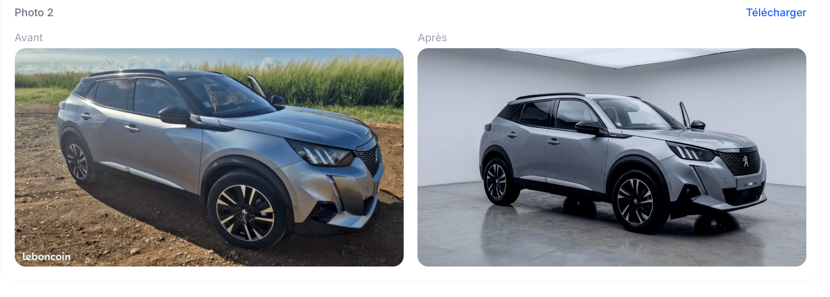 Transformation CarShot — avant et après