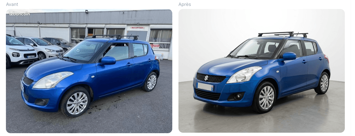 Transformation CarShot — avant et après