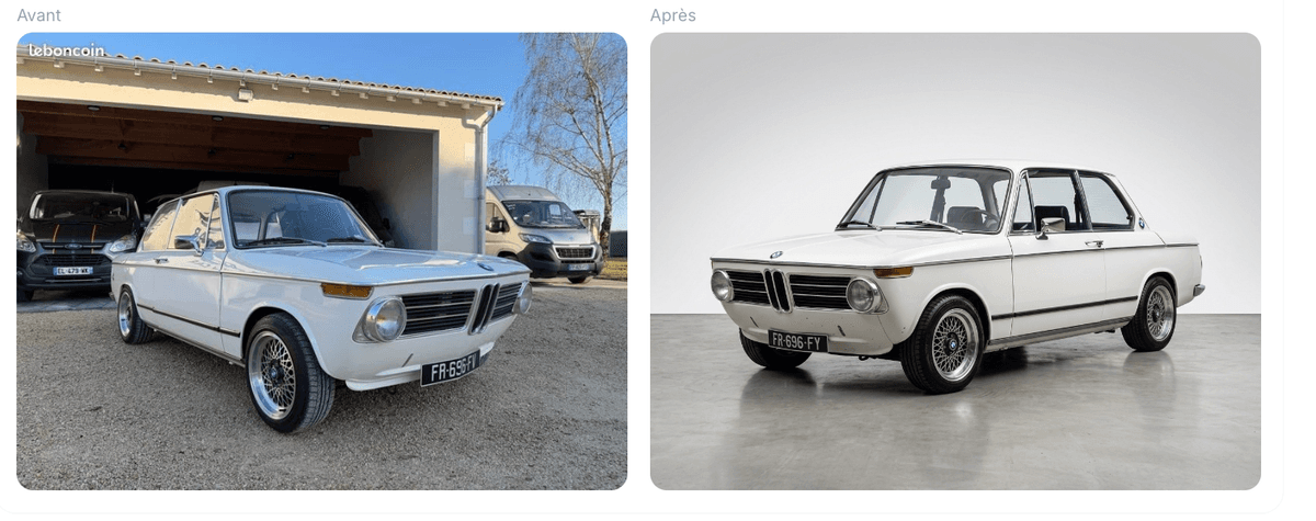 BMW 2002 avant et après CarShot
