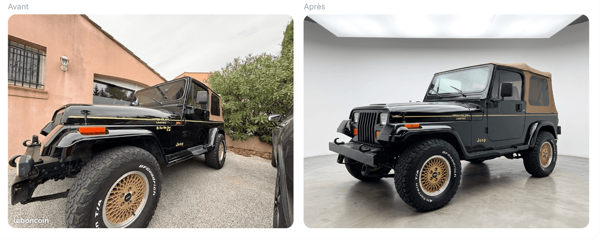 Jeep Wrangler avant et après CarShot